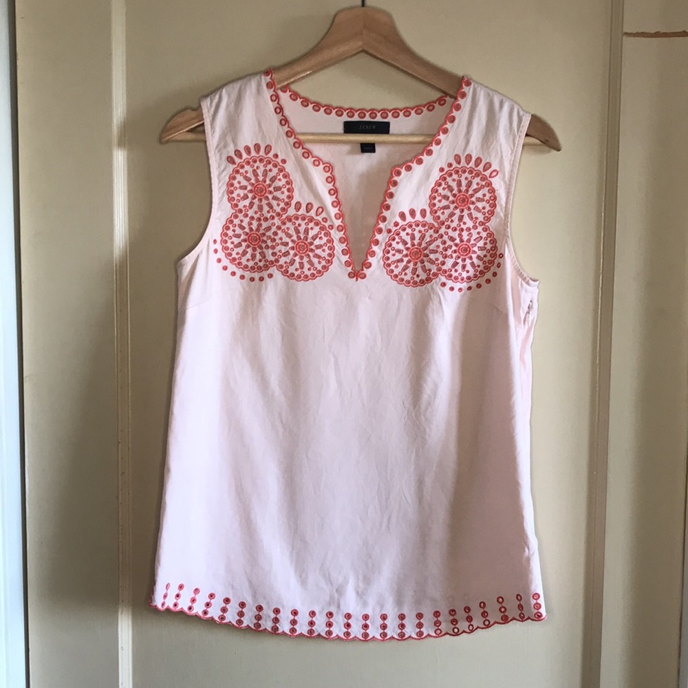 J. Crew embroidered eyelet accent tank top